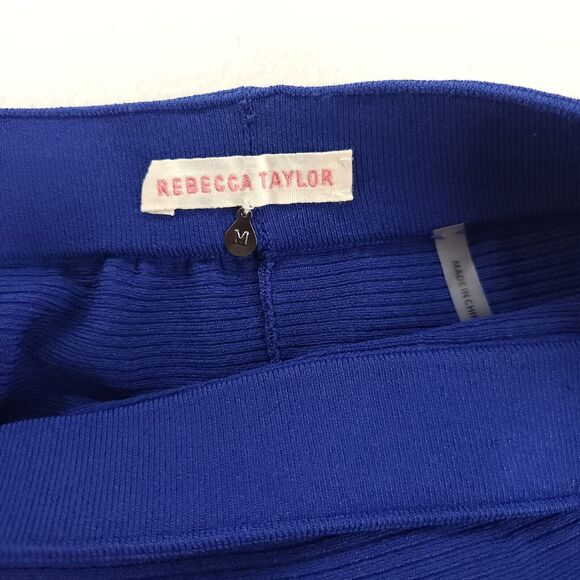 Rebecca Taylor Blue Ribbed Circle Skirt Size M Flared A-Line Textured Statement - Picture 8 of 9